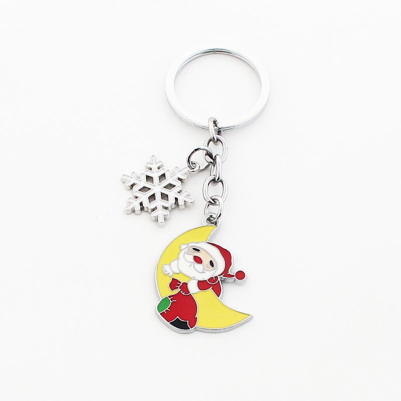 Wholesale Christmas Santa Claus Christmas Hat Drop Oil Zinc Alloy Keychain